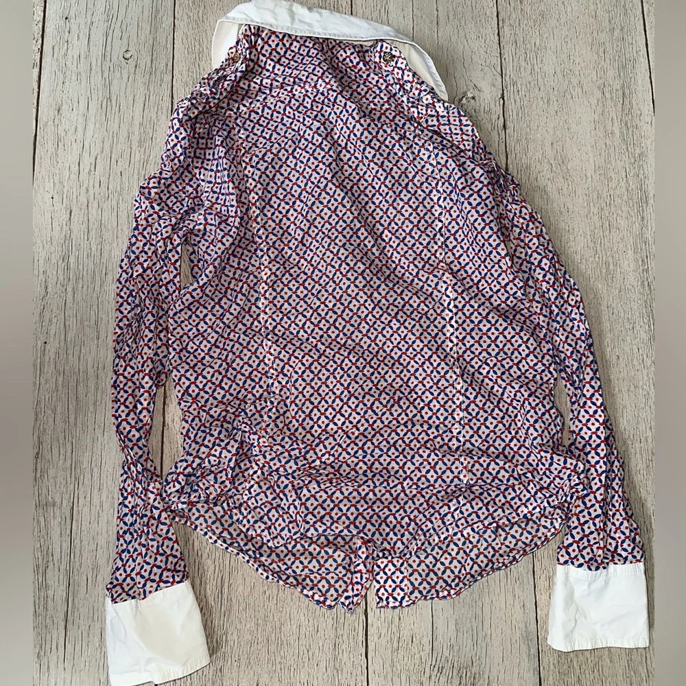 Tory Burch Red and Blue Patterned Shirt